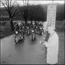 Noise level measuring with motorcycles Zurich 1960.