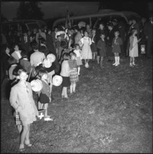 People celebrating the national holiday; excursion; 1953.