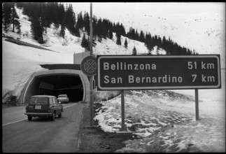 Car in front of San Bernardino tunnel 1970.