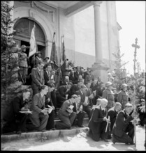 Villagers praying on Corpus Christi in the Valais village Ayent, 1943.