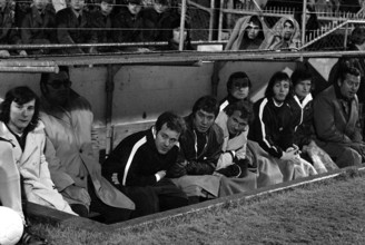 International match Switzerland - Italy 1972: The Swiss bench.