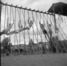 Boys at  climbing poles, Oberseminar Zurich 1957.