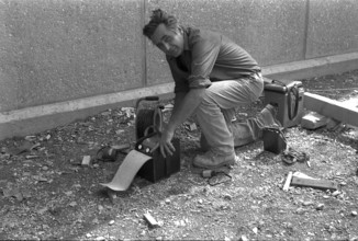 Demolition expert with electric remote fuse, Chur 1970.