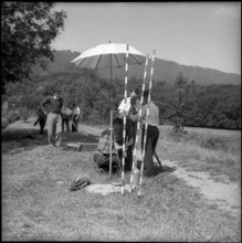 Geodesy-students at surveying exercise, ETH Zurich 1955.