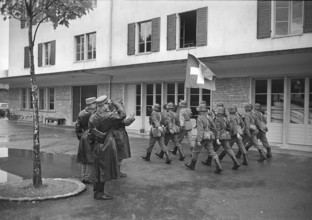 Marching off of flag, Recruit training Tesserete 1964.