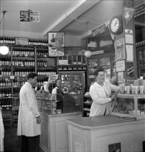 Employees in a grocery store; 1942.