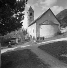Roman style church Santa Maria, Pontresina 1960.