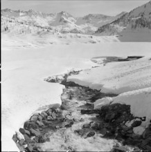 The empty Lake Ritom, dam 1958.