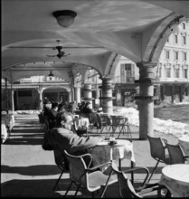 People in Street Café, Lugano in Winter 1947.