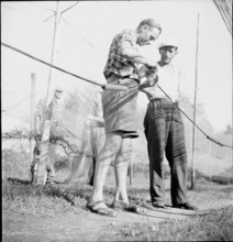 Fisherman from Lake Constance repairing net 1945.