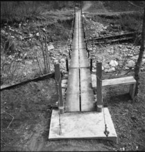 Suspension bridge for pedestrian near La Roche 1948.