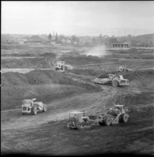 Extension of the airport Geneva-Cointrin, grading work 1958.