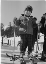 Farahnaz Pahlavi of Persia learns how to ski, St. Moritz 1967.