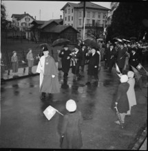 New elected federal president Thomas Holenstein visiting Bütschwil; 1957.