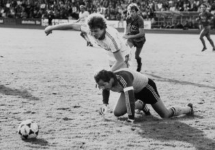 Swiss Championship NLA 1981/82: FCZ - FC Basel; Alberto Erba, goalkeeper Hans Küng.
