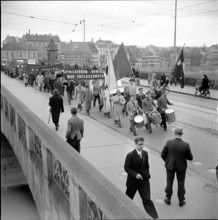 Workers protest against redundancy; 1950.