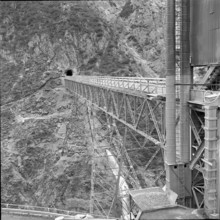 Temporary bridge over Spöl gorge; 1965.