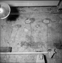 Fresco of 14th century in the Leuengasse, Zurich 1953.