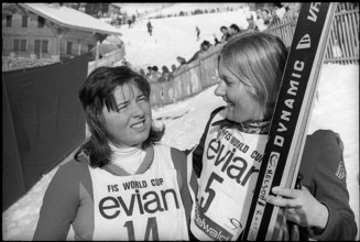Downhill race in Grindelwald 1974: Nadig and Nelson.