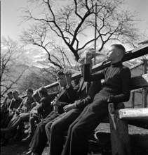 Pupils celebrating the end of the school year, 1943.