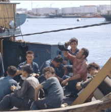 Dock worker having a break, port of Tenerife 1970.