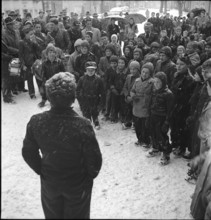 Children on the first day of the new year in Elgg, 1945.