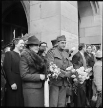 Soldiers' wedding, bridal couple; 1939.