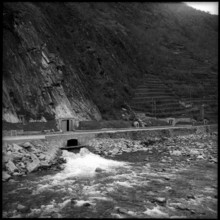 Calancasca power station, run-off water exit near Roveredo 1951.