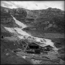 Building site Summerloch at the Grimsel reservoir 1950.