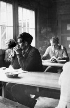 Hungarian refugees in accommodation, Switzerland 1956.