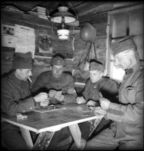 Soldiers of air raid defence playing cards, Valais 1940.
