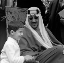 King Saud and a son visiting the Comptoir Suisse in Lausanne, 1957.
