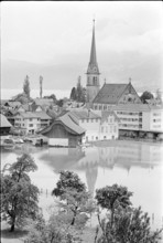 High water in Ennetbürgen after landslide 1970.