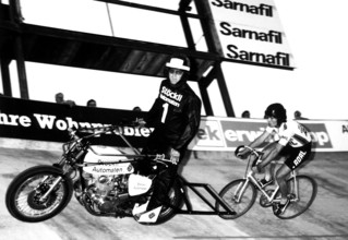 Stayer Max Hürzeler and pace maker Luginbühl, 1981.