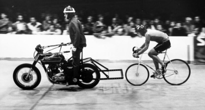 Stayer WC 1981: Max Hürzeler and pace maker Luginbühl.