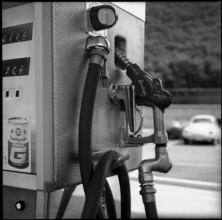 Gas station in Stans 1971: Petrol pump.