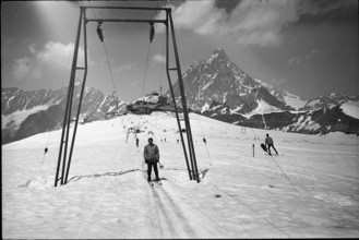 Ski lift in the Valais alps, 1967.