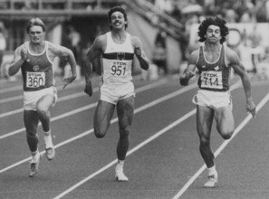 WC 1983 Helsinki, decathlon 100m: Freimuth, Hingsen, Niklaus.