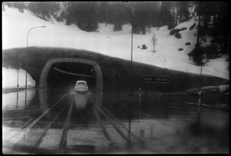 Car in front of tunnel 1970.