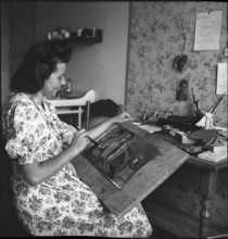 Refugee; hungarian art student; 1945.
