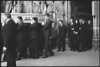 Jo Siffert's funeral, Fribourg 1971; widow Simone Siffert-Guhl.