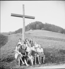 Young expatriate Swiss; outdoors; 1944.