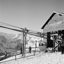 Cableway on the Croix d'Err, mountain station, 1957.