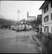 Vilage center with church Aarburg 1960.