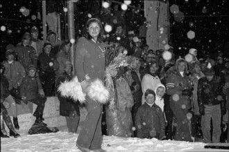 Celebration for downhill world champion Annerösli Zryd, Adelboden 1970.