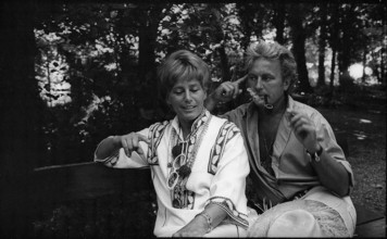 Maria Schell with husband Relin, Basel 1969.