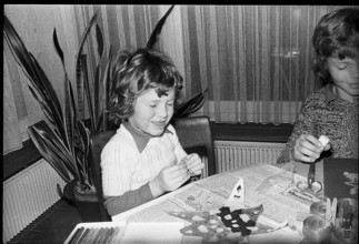 Boys doing handicraft work, 1972.
