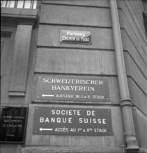Bienne, bilingual road sign and information board; 1941.
