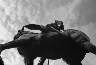 1975, Paris,  Place Pyramide, monument to Joan of Arc.