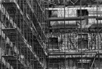 1975, Paris, Rive droite building under restoration.